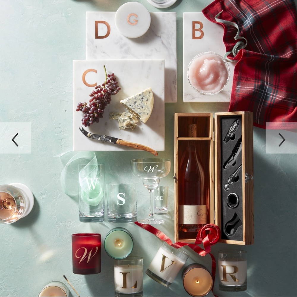 Williams Sonoma “K” Marble & Copper Monogram Board Cheese Charcuterie - Picture 5 of 8